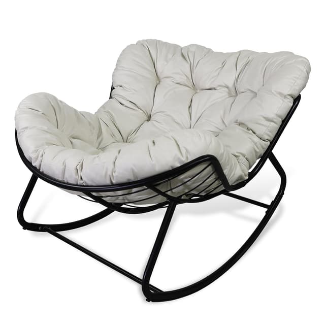 CCLIFE Schaukelstuhl Schaukelsessel Extra groß Wohnzimmer Relaxstuhl Belastbarkeit Bis 150kg Beige,CushHom 🪑🌟