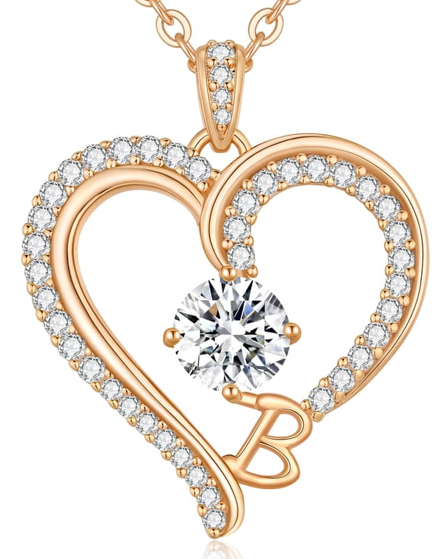 Herz Initial Halskette - Personalisiertes Geschenk in Roségold