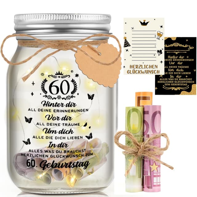 60. Geburtstag LED Flaschenlicht Geschenkideen