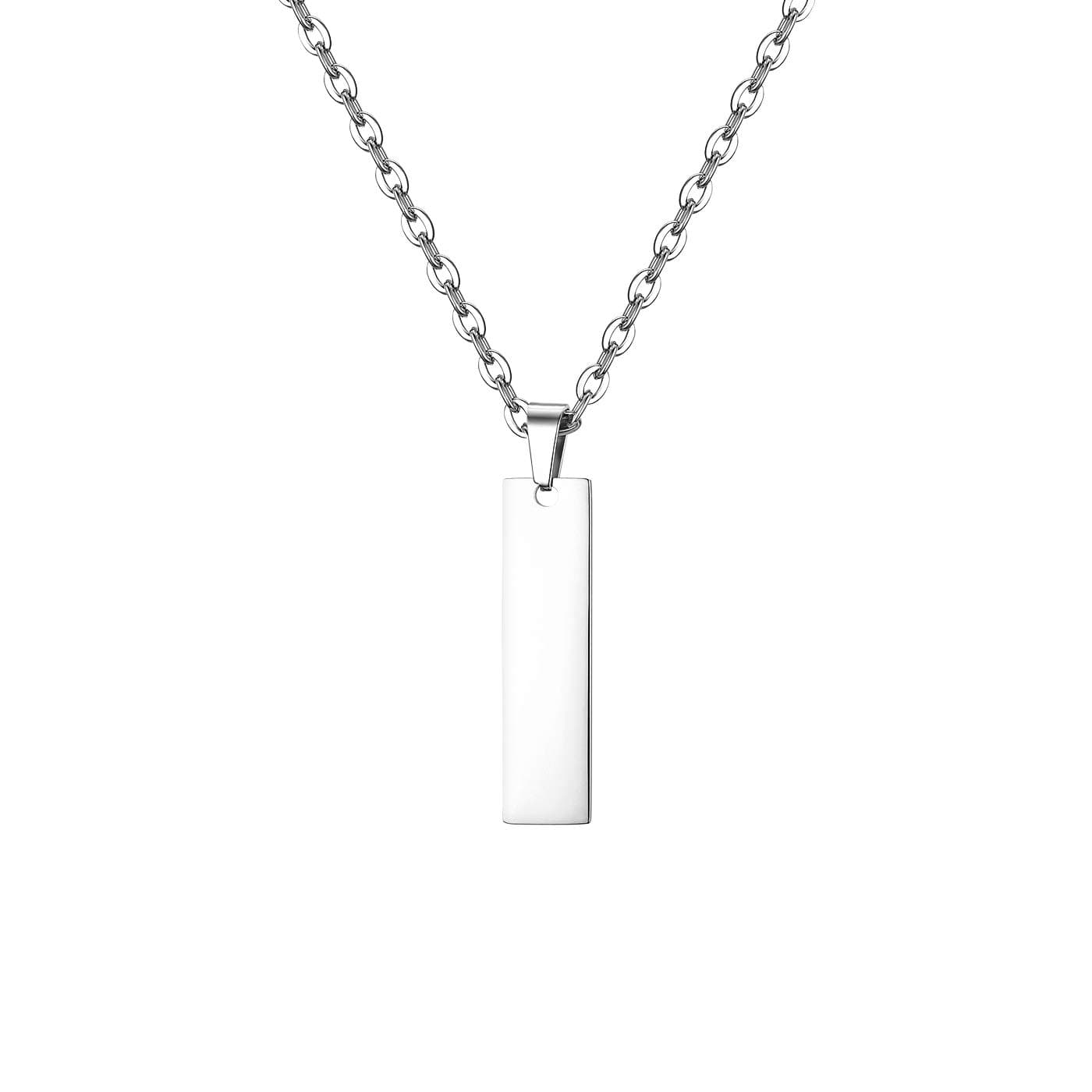 JewelryWe Personalisierte Halskette Herren Damen: Kette mit Gravur Edelstahl Rechteck Platte Dog Tag Anhänger Namenskette Geschenk