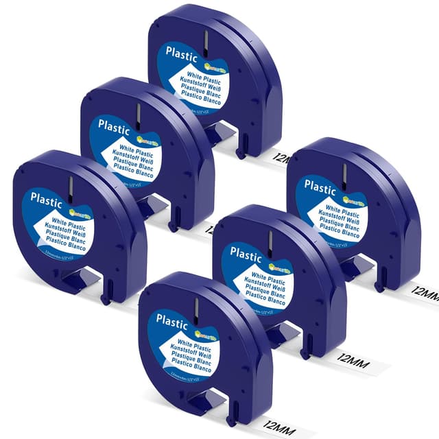 Angebot: 6er-Pack Weißes Plastiketikettenband 12mm x 4m