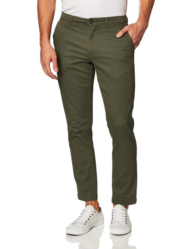 👖 Amazon Essentials Herren Legere Stretch-Chinohose mit schmaler Passform 35W / 32L Olivgrün - Angebot