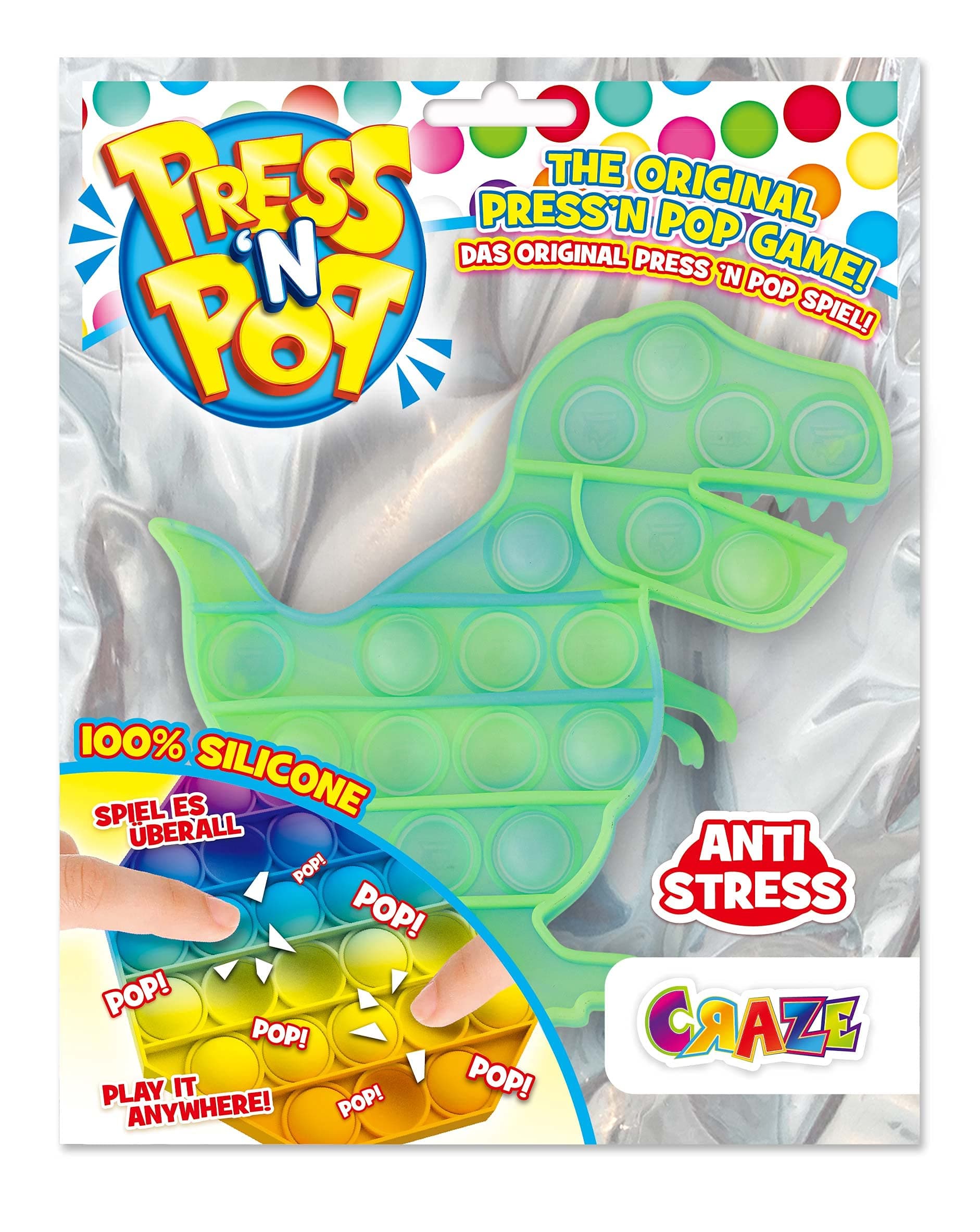 🦖🌈 Press N Pop Craze Unisex Dino Fidget Toy - Sensorisches Anti Stress Spielzeug!