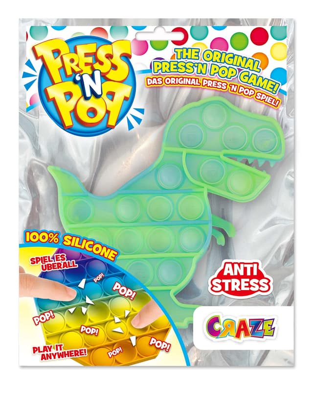 🦖🌈 Press N Pop Craze Unisex Dino Fidget Toy - Sensorisches Anti Stress Spielzeug!