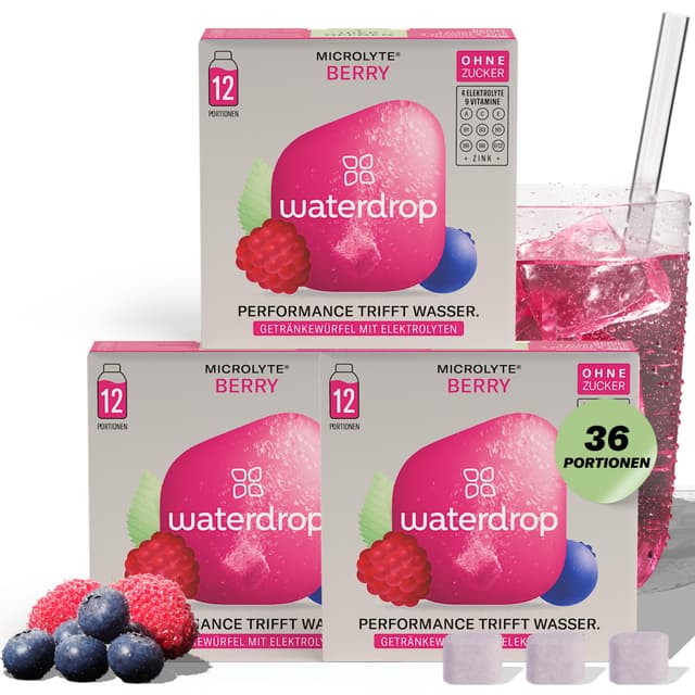 🌊🍇 waterdrop® Microlyte Set BERRY - Elektrolyte ohne Zucker - 36 Waterdrop Drop Würfel 🍹🍃
