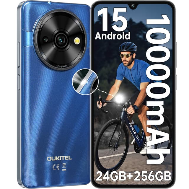 OUKITEL C59 Pro Smartphone ohne Vertrag 6.88 Zoll 24GB+256GB 10000mAh Blau 📱🔦🔋