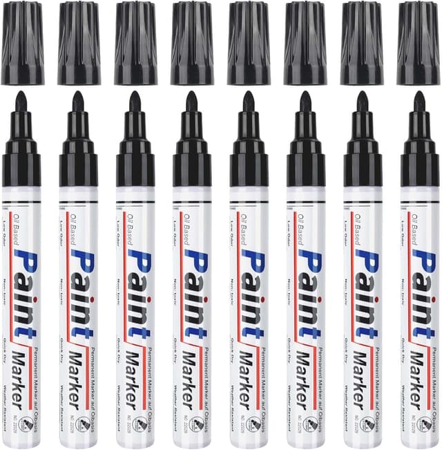🖊️ Permanentmarker - 8 Schwarz Glasstifte Wasserfeste Stifte Schnell Trocknender Lackstifte