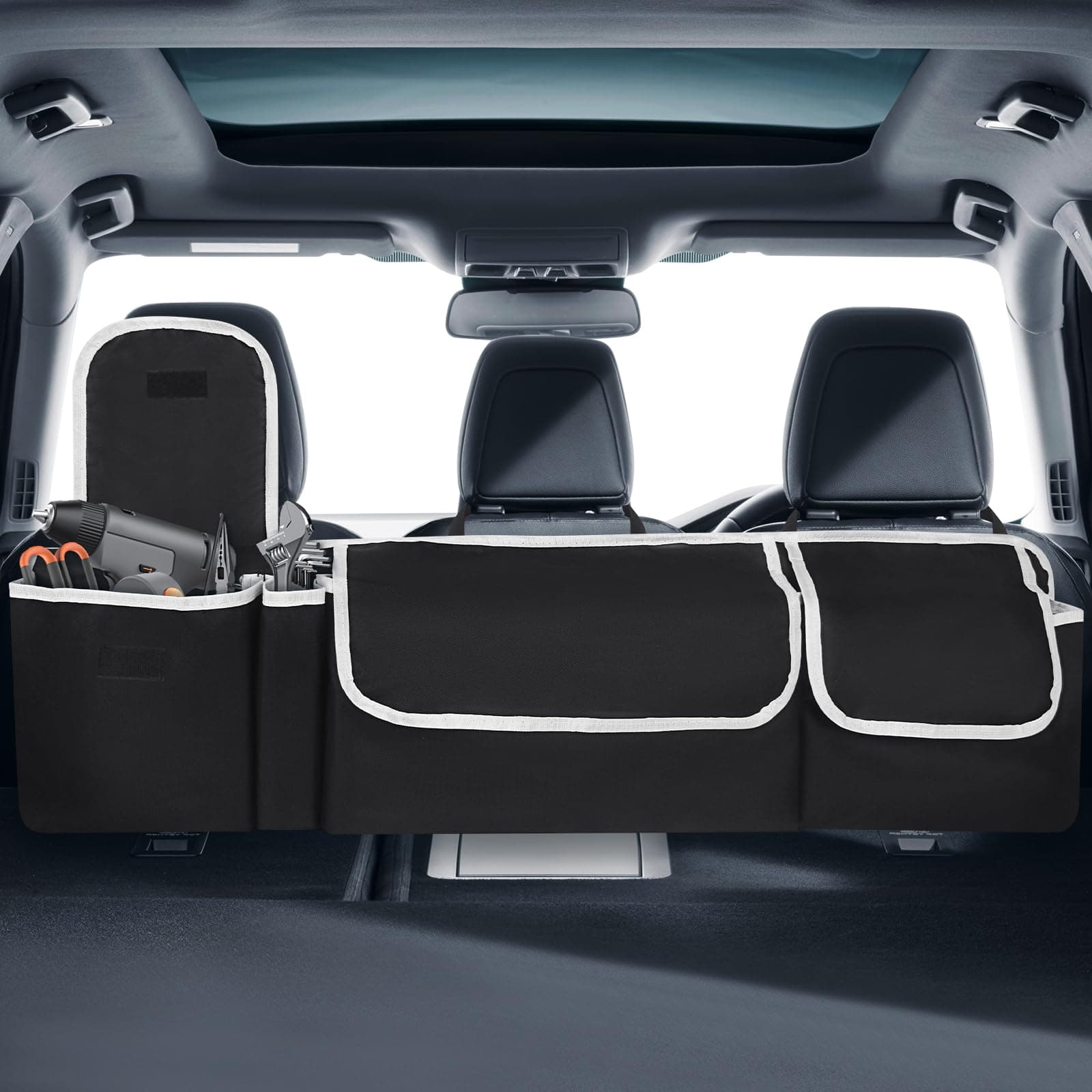 🚗 Parastar Auto Kofferraum Organizer mit 4 Taschen aus Oxford-Stoff, Schwarz 🌟 Wasserdicht 🌊 Universal Auto Zubehör