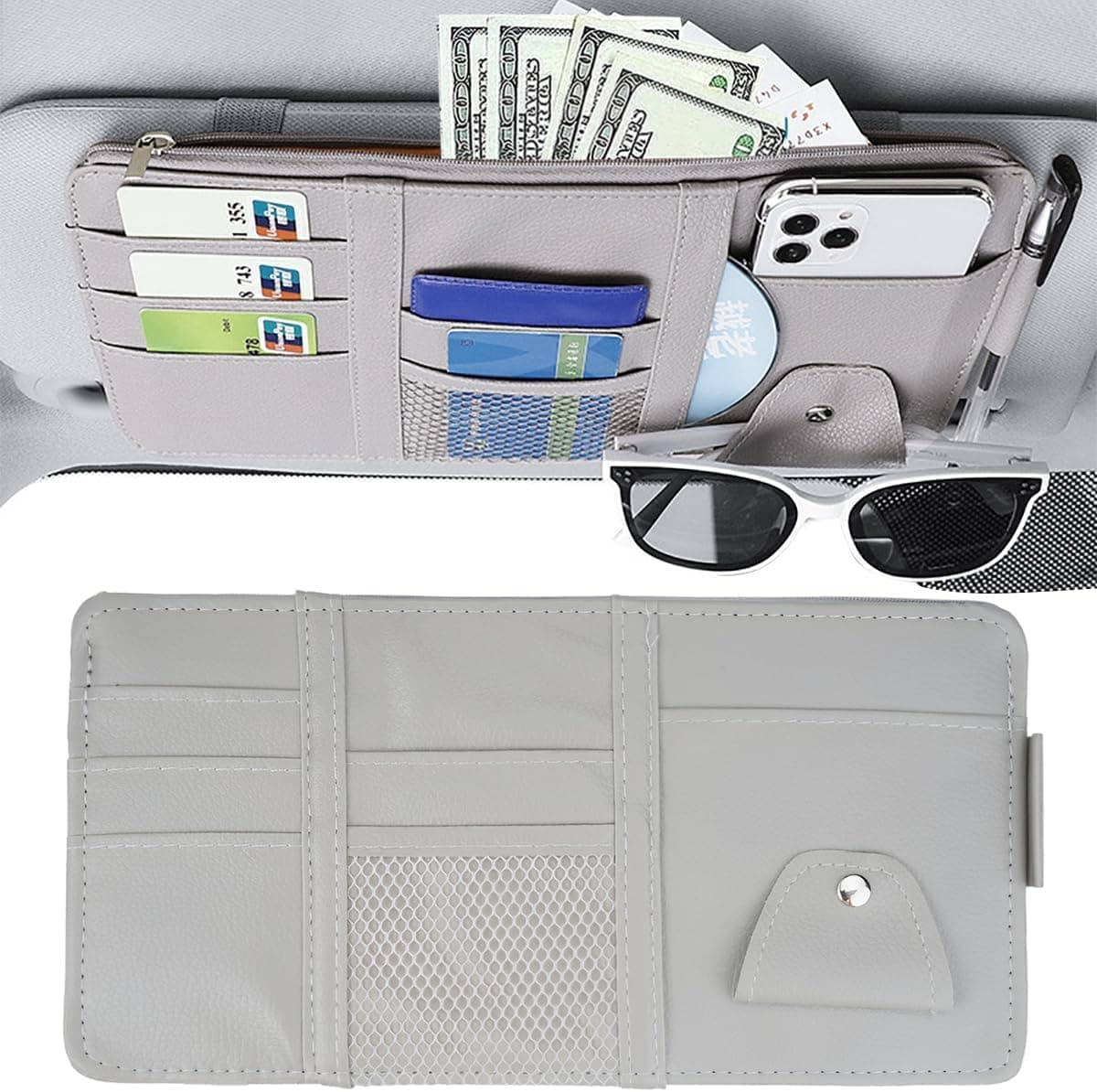 🚗🕶️ Cuhostki Auto Sonnenblende Organizer 31x15.5cm - Multifunktions Aufbewahrungstasche