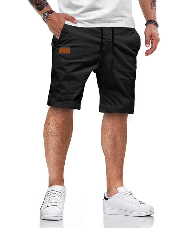 HMIYA Herren Baumwolle Chino Shorts 🩳 Sommer Freizeitshorts XXL Schwarz