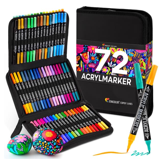 Zenacolor 72 Acrylstifte für Steine Wasserfest 🎨 - mit Doppelspitze