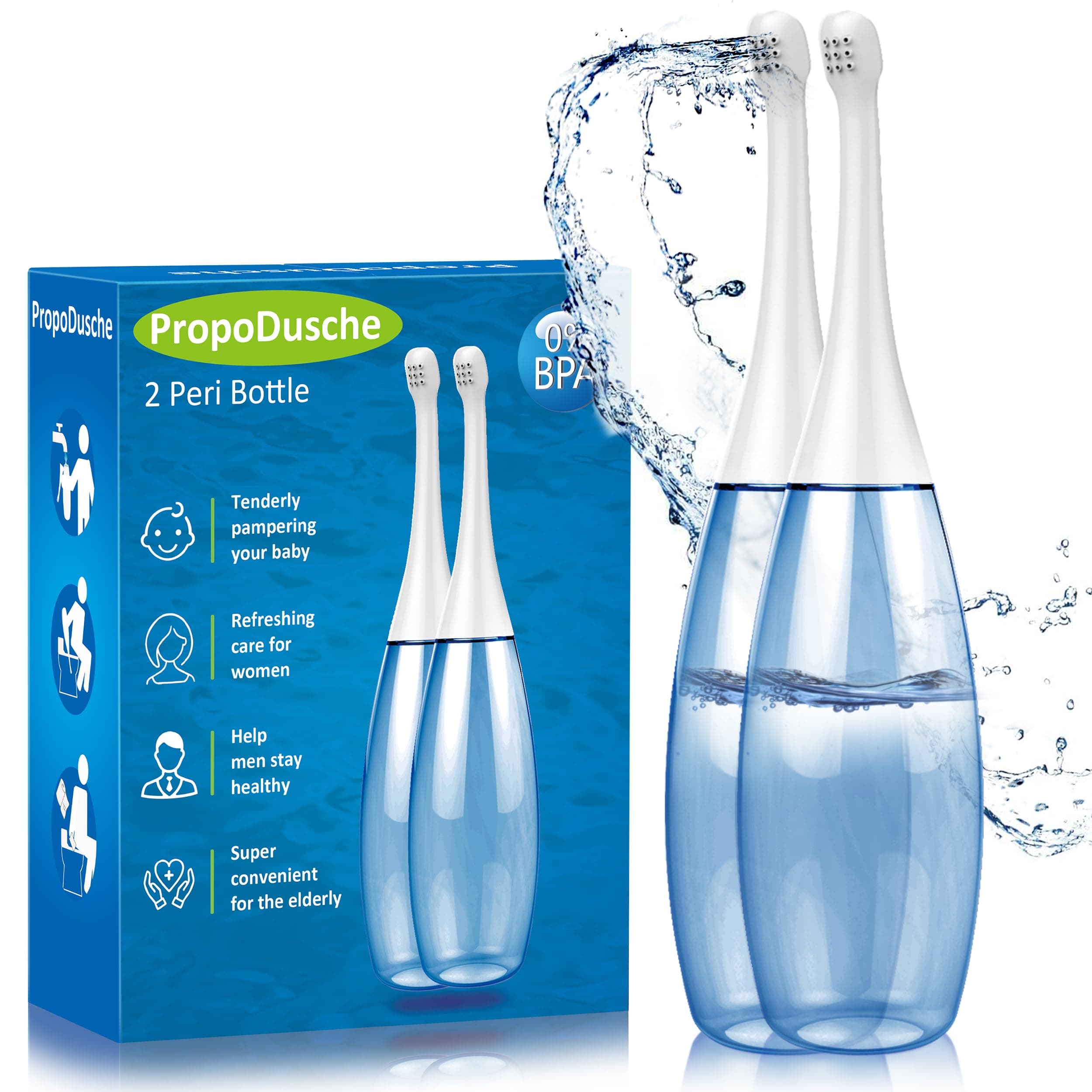 Po Dusche für die postpartale Dammpflege 450ml Portable Bidet-Travel Bidet (zwei Einheiten) hellblau