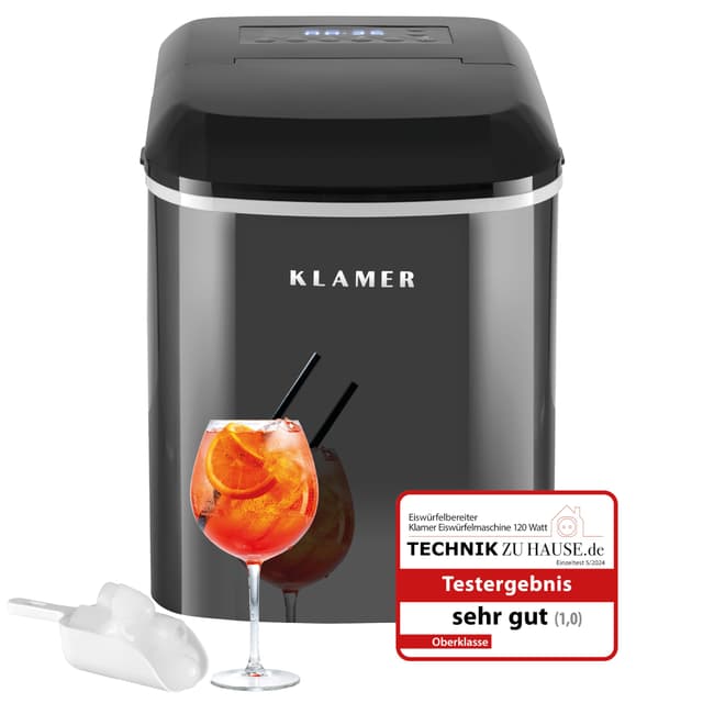 🧊 KLAMER Eiswürfelmaschine klein mit Eisschaufel & 2 Eiswürfelgrößen - 10 Eiswürfel in nur 7 Min