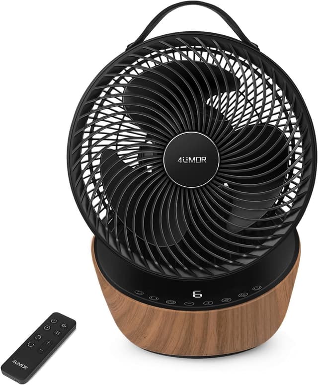 4UMOR Ventilator leise 20dB 7,6m/s Turbo 21W DC Motor 12 Geschwindigkeiten Tischventilator sehr Leise 3D Luftzirkulation