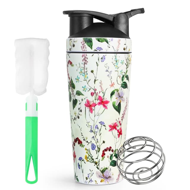 HNCY Shaker Edelstahl 750ml Protein Shaker mit Blumenmuster 🌸