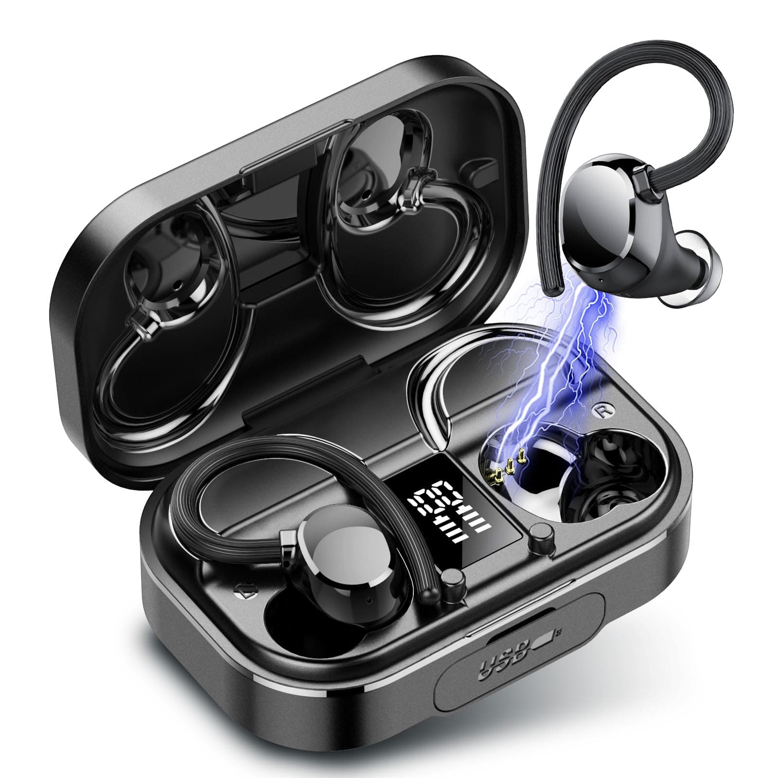 Bluetooth Kopfhörer Sport 🎧 Kabellos Bluetooth 5.3 mit HD Mic Schwarz