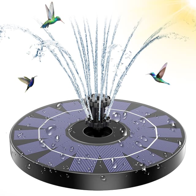 AMZtime Solar Springbrunnen für Draußen 🌞 Upgrade 3.5W Solarbrunnen mit 10 Effekten 🌿 Wasserpumpe für Garten Teich Vogel-Bad