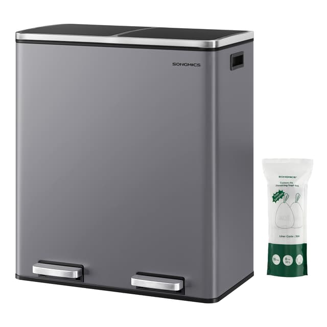 🗑️ SONGMICS Mülleimer, 2 x 30 Liter, 2 Fächer, Mülltrennsystem 🗑️