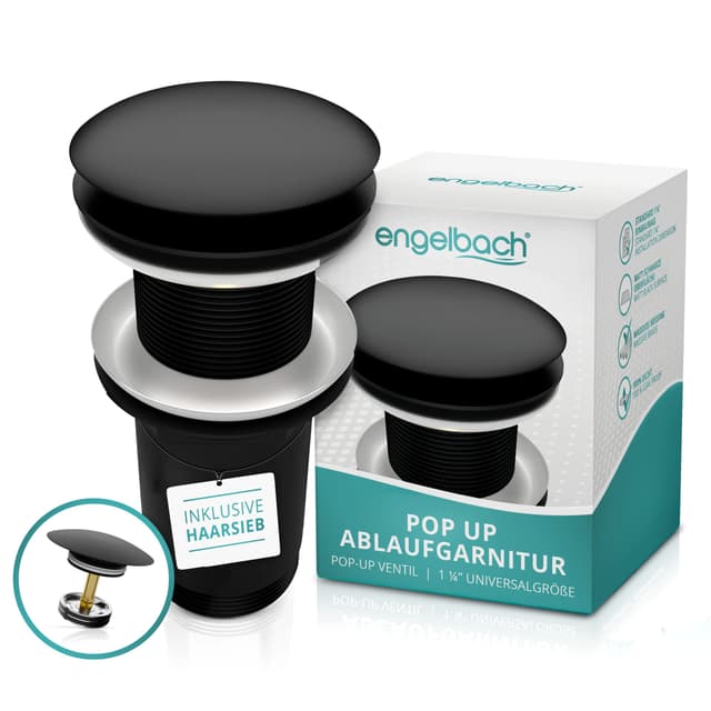 Engelbach® Universal Waschbecken Ablaufgarnitur - Pop up Ablaufventil mit und ohne Überlauf ⭐️