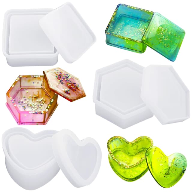 🎨 Fahibin 3pcs Quadratische Resin Silikonform Set 🌺🔑