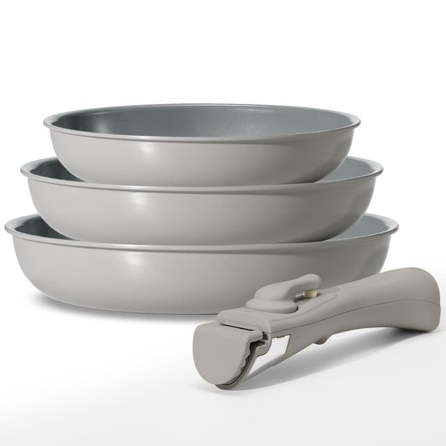 🔥 BLAZANT Pfannenset Abnehmbarer Griff 7 tlg, Pfanne Induktion 20, 24, 28 cm 🔥