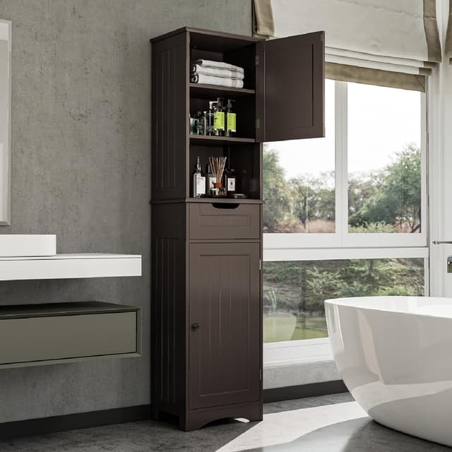 🌟 Bealife Hochschrank Badezimmer - Flexibler Badschrank mit verstellbaren Regalen