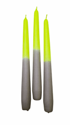 DIP DYE KERZEN 3er SET in neon gelb grau 🕯️🌈 GLOWYBOX - Geschenkidee mit bunten Farbverläufen