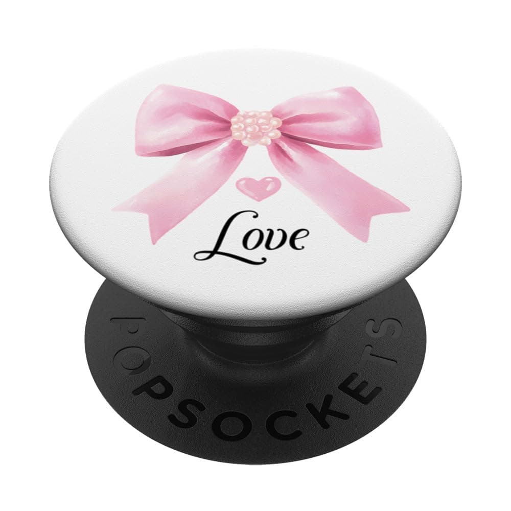 Adrette rosa Schleife Herz Liebe Valentinstag sauber Mädchen Frauen PopSockets Klebender PopGrip