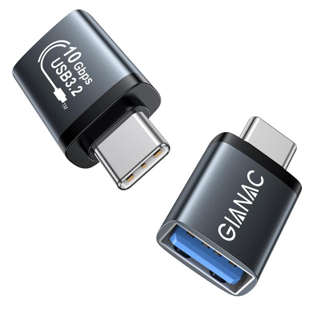 🔌📱 GIANAC Adapter USB C auf USB (2 Stück) 10Gbps Typ C Adapter auf USB 3.2 Buchse - Grau