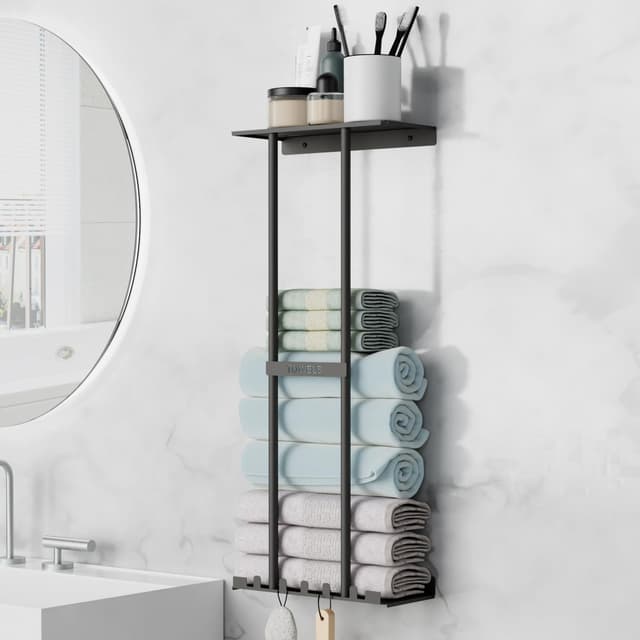 🛁🧴 SHYOSUCCE Handtuchhalter Bad mit 5 Haken - Aufbewahrung von Badetüchern