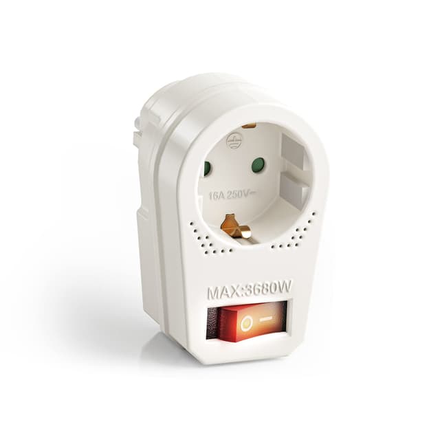 🔌🔋 Steckdosenadapter mit An/Aus Schalter, 1x Typ C/EF, 16A, weiß 1x Schutzkontakt 1er Set - Sonderangebot!