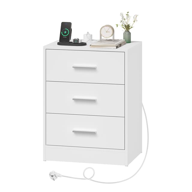 🌟 WOLTU Nachttisch mit Ladefunktion und 3 Schubladen 🌙