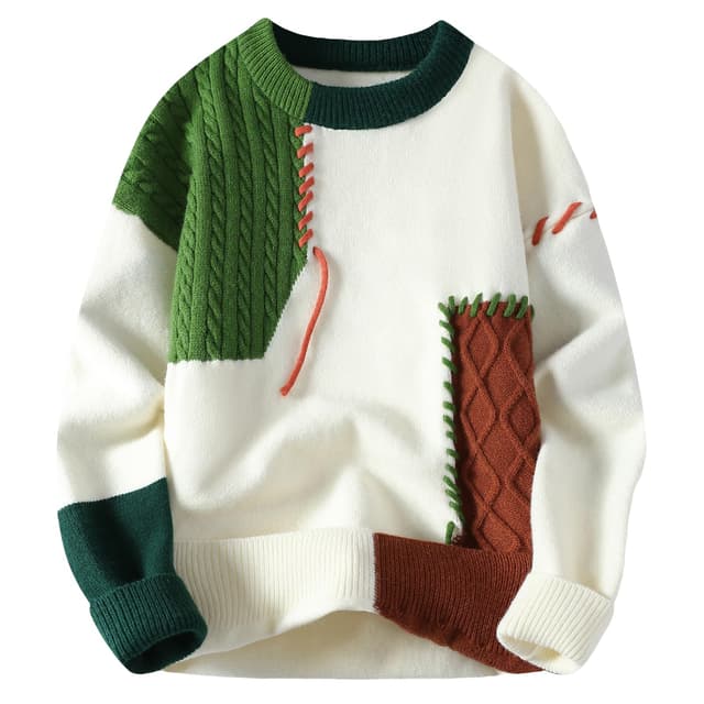 GURUNVANI Patchwork-Pullover für Herren 🧶👕