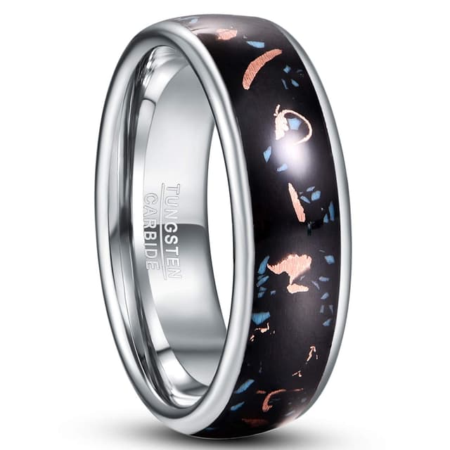 🌟 NUNCAD Herren Ringe Schwarz aus Wolframcarbid mit Kupfer und Türkis 🌟