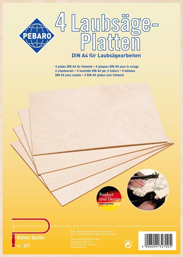 🌟 Super Deal: Pebaro- 327 - 4 Laubsäge-Sperrholzplatten DIN A4 🌟