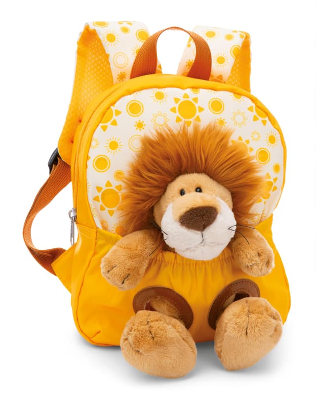 NICI Kinderrucksack gelb 2 in 1 mit Kuscheltier Löwe 25cm - Kindergartenrucksack Mädchen & Jungen 🦁