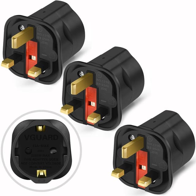 VGUARD UK Adapter Reiseadapter, 3 Pack - England Deutschland Stecker