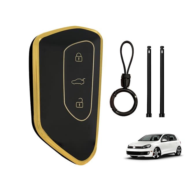 ZephyrCraft Autoschlüssel Hülle Schwarz mit Anti-Verlust-Schlüsselanhänger - VW Golf 8 Zubehör ⭐🔑