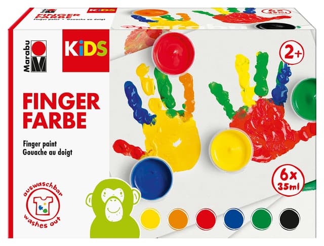 🎨 Marabu KiDS Fingerfarben-Set mit 6 leuchtenden Farben 35ml