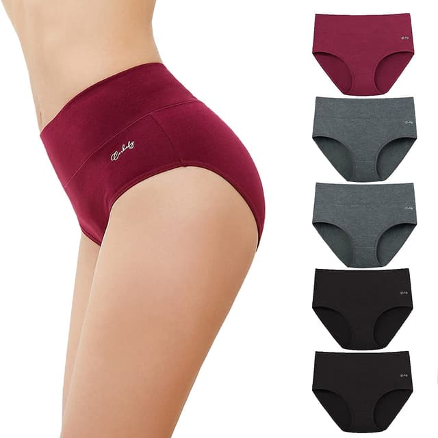 Anqier Unterhosen Damen, 5er Pack Stretch Baumwolle Hohe Taille Slips Damen 🩲🌟