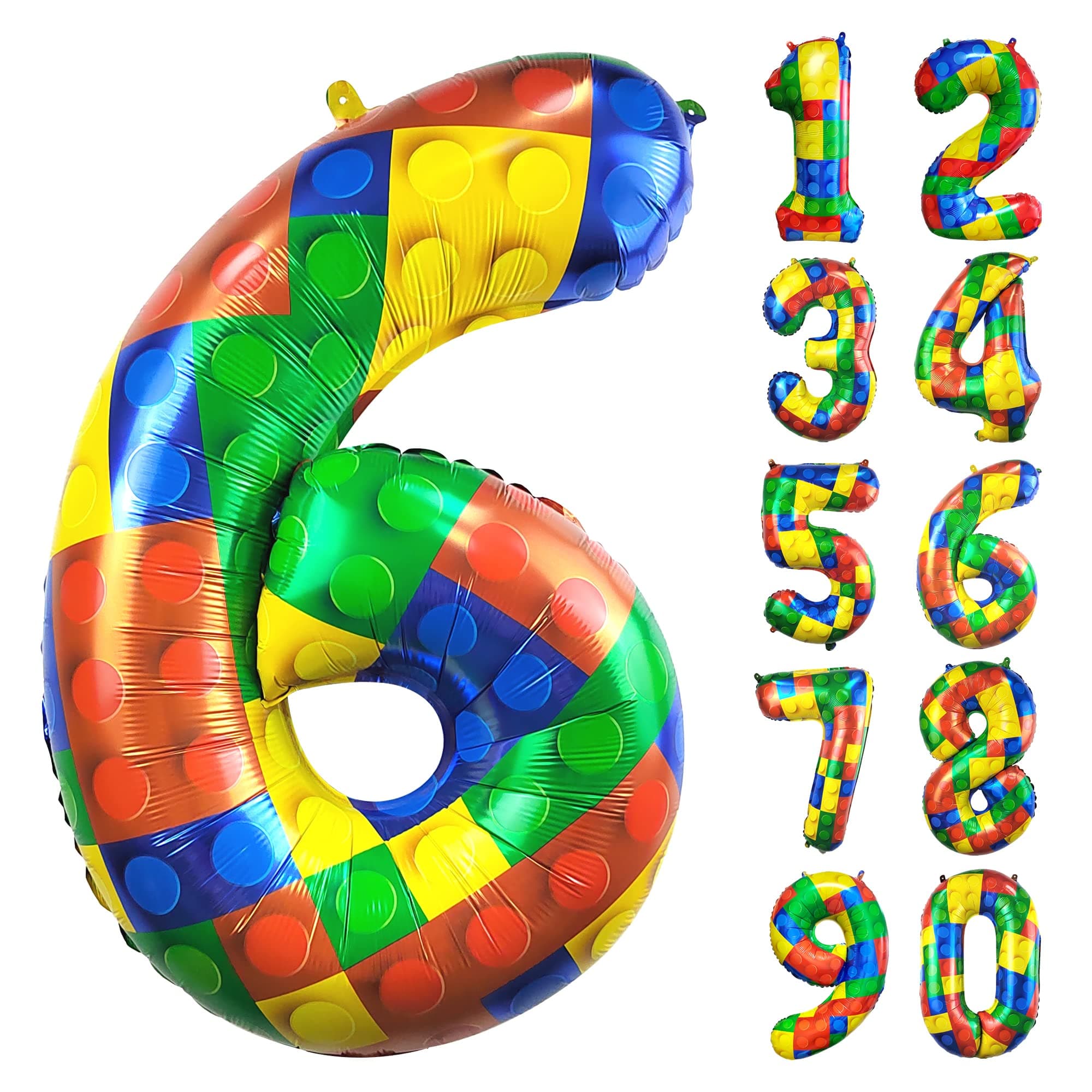 🎈 CHANGZHONG® Baustein Geburtstag Ballon Zahl 6 🎉 Riesen Folienballon für Jungen und Mädchen 🌟 Party Dekoration