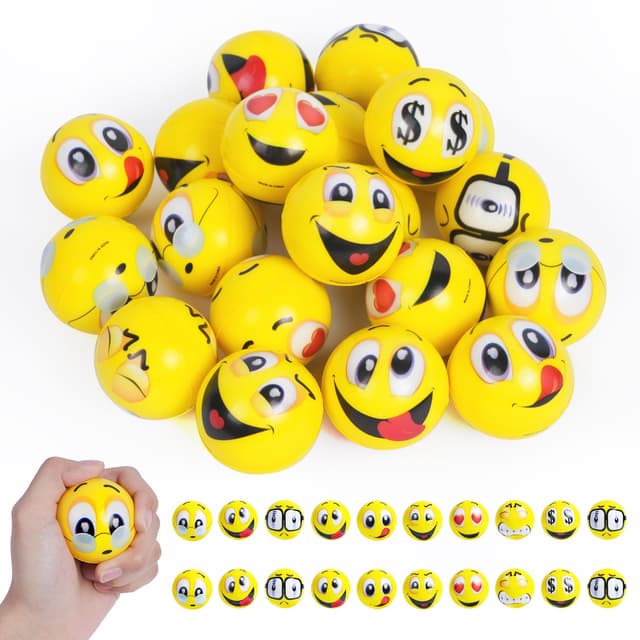 20 Stück Lächeln Gesicht Stressbälle - 4,5 cm Antistressball Set 🥰