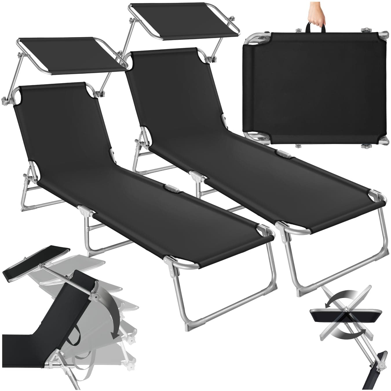🌞🏖️ Tectake 2er Set Liegestuhl Garten mit Sonnenschutz - Entspannung und Komfort! 🌴🌞