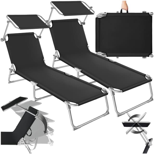 🌞🏖️ Tectake 2er Set Liegestuhl Garten mit Sonnenschutz - Entspannung und Komfort! 🌴🌞