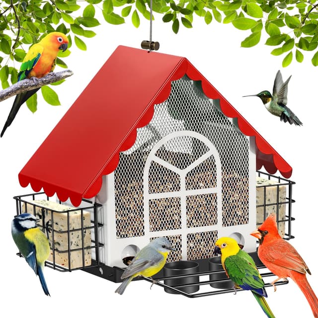 🐦🏡 Doppelte Pflege Vogelfutterspender für Draußen 🌞🌧️ - Hochwertiges Metall und verstärktes Design