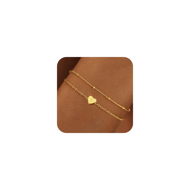 🌟 RMMD Armband Damen Gold Silber - Personalisiertes Initialen Herz Armband 🌟