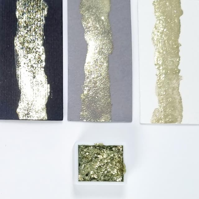GLOWYBOX Metallic Glitter Aquarellfarbe - Glitzernde Wasserfarbe in Grün und Kupfer