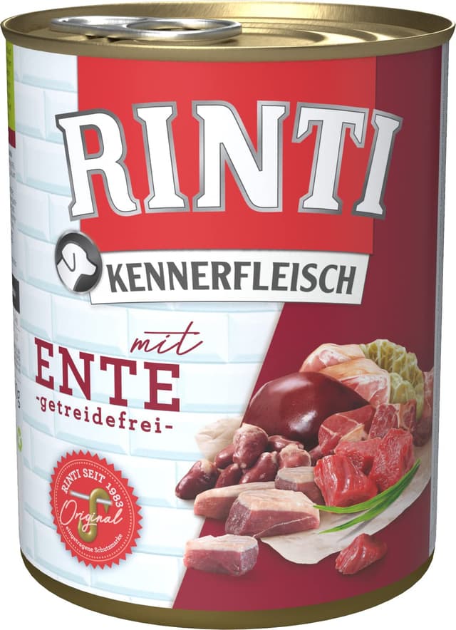 🐶🍽️ RINTI Kennerfleisch Ente 12 x 800 g Ente 800 g (12er Pack) - Spezialangebot!