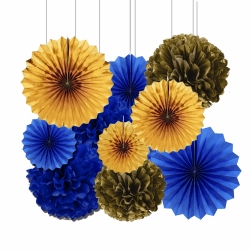 🎉 Vsosfiza Papier Dekoration Blau und Gold - 10 Stück 🎈