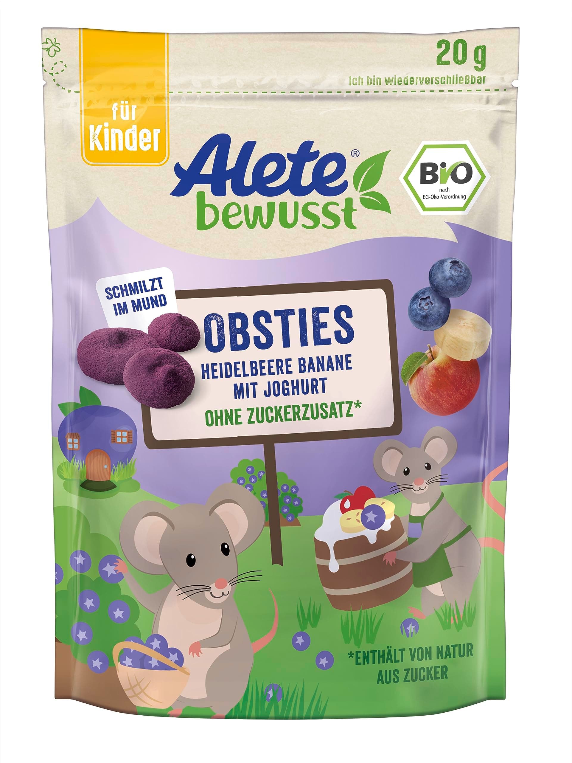 Alete bewusst Obsties Heidelbeere Banane mit Joghurt - Fruchtiger Genuss für Kinder!